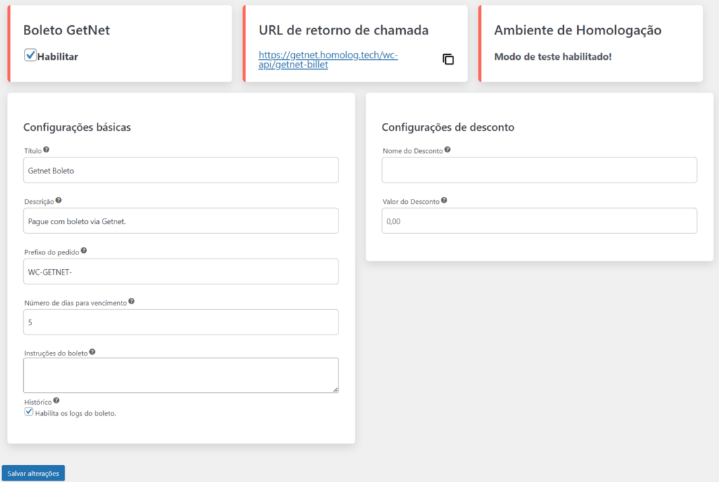 Configuração Boleto 